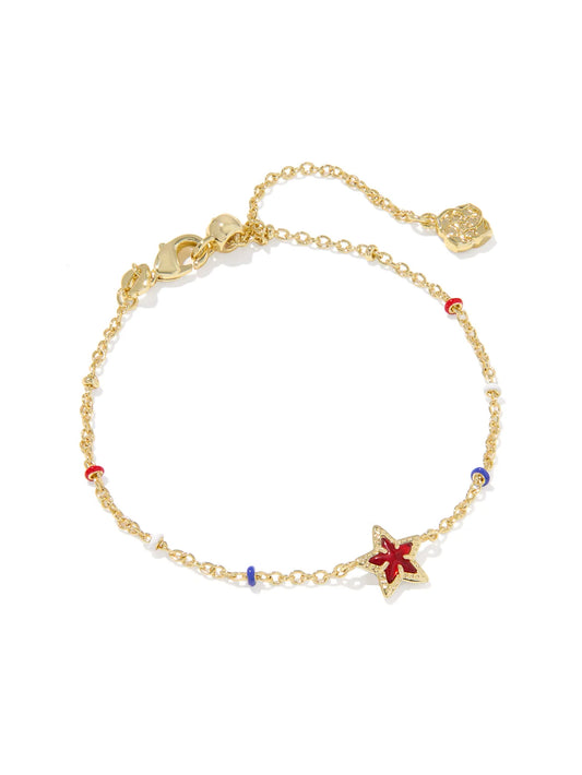 KENDRA SCOTT MINI CASSIDY DELICATE CHAIN BRACELET GOLD RED ILLUSION