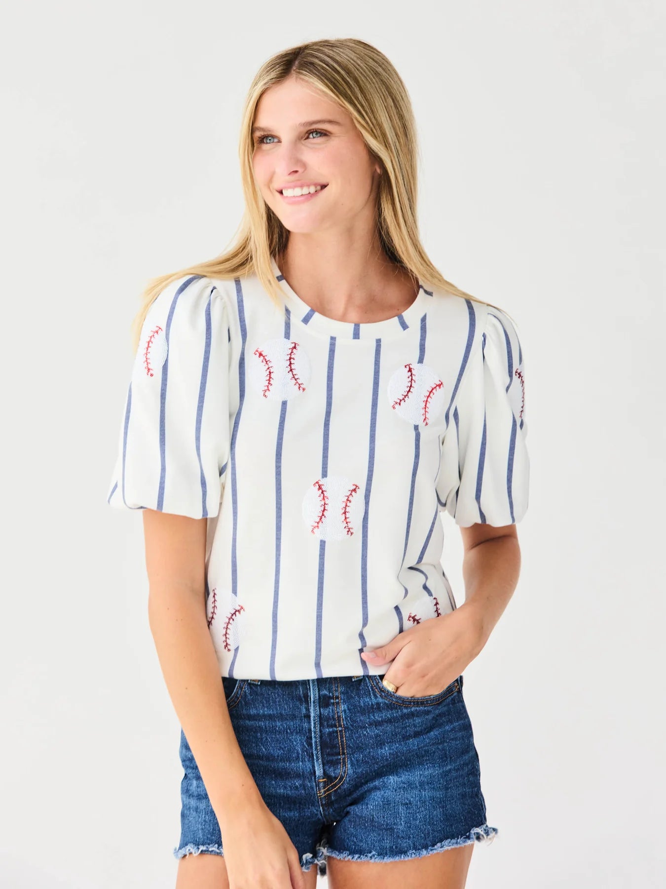 Mary Square Tina Top | Sequin Baseball