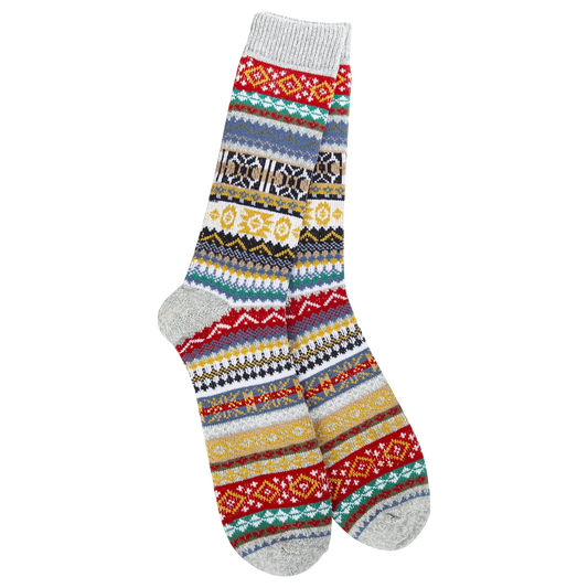 World's Softest Socks Holiday Men's Studio Crew-Heather Grey Multi