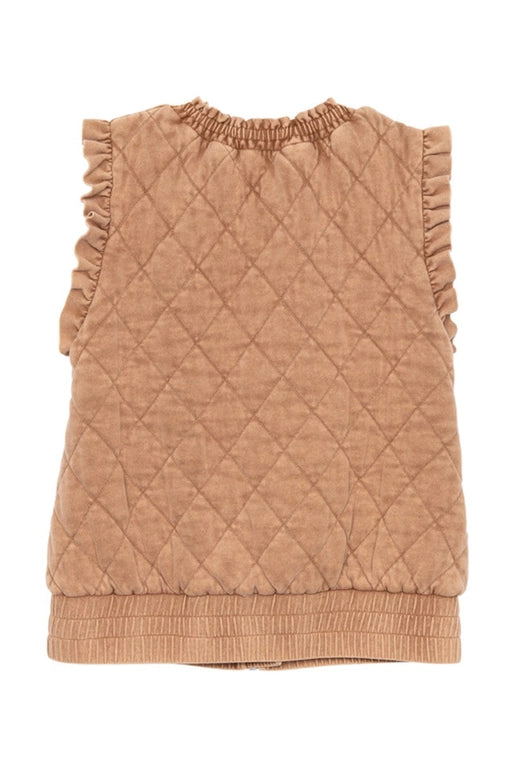 Katydid Garment Washed Quilted Ruffle Sleeve Vest