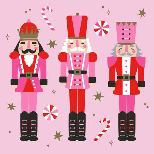 Soiree-Sisters Pink Holiday Cocktail Napkins | 3 Nutcracker - 20ct