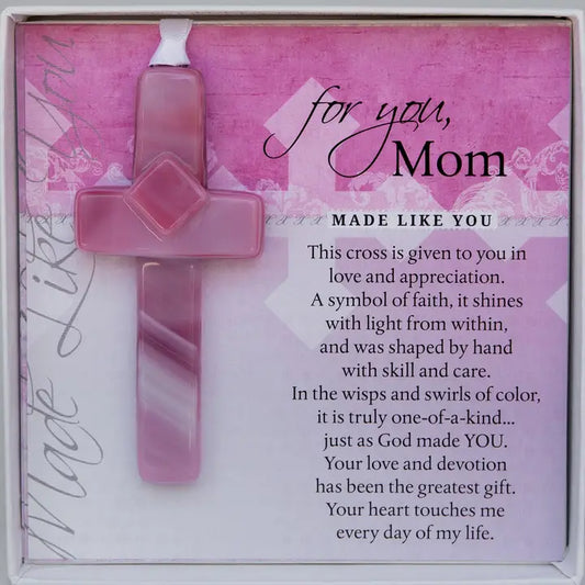 Mom Gift USA Handmade Glass Cross Christian Gift