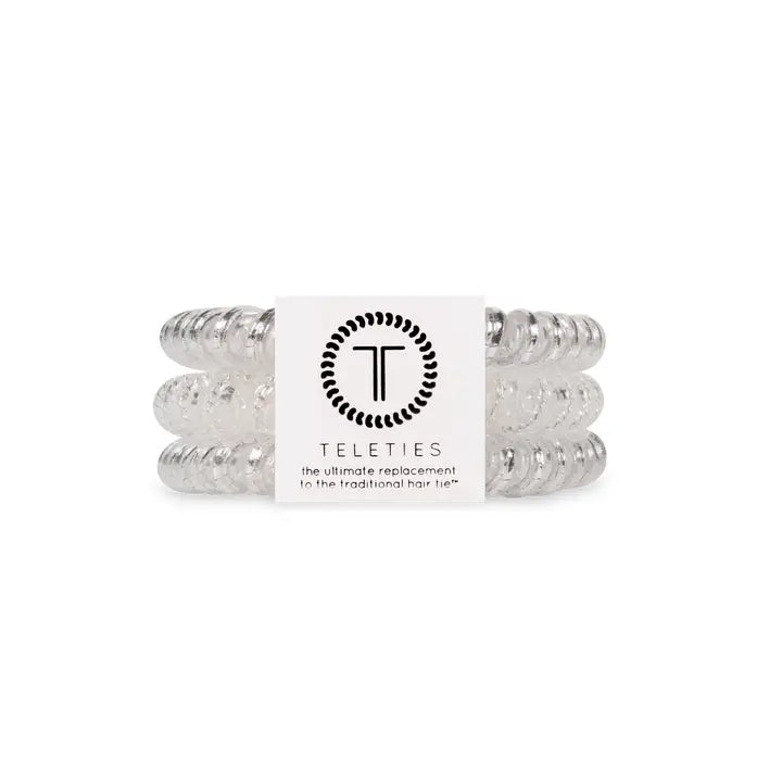 Teleties Spiral Hair Coils | Small | Silver Slay Hair Ties