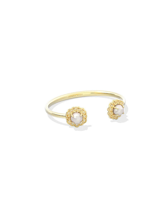 KENDRA SCOTT GABRIELLA PEARL CUFF BRACELET GOLD FRESHWATER CULTURED PEARL S/M