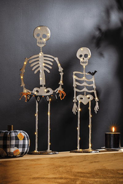 MUD PIE LARGE LIGHT UP SKELETON SITTER