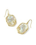 KENDRA SCOTT DAPHNE CORAL FRAME DROP EARRINGS GOLD IRIDESCENT ABALONE