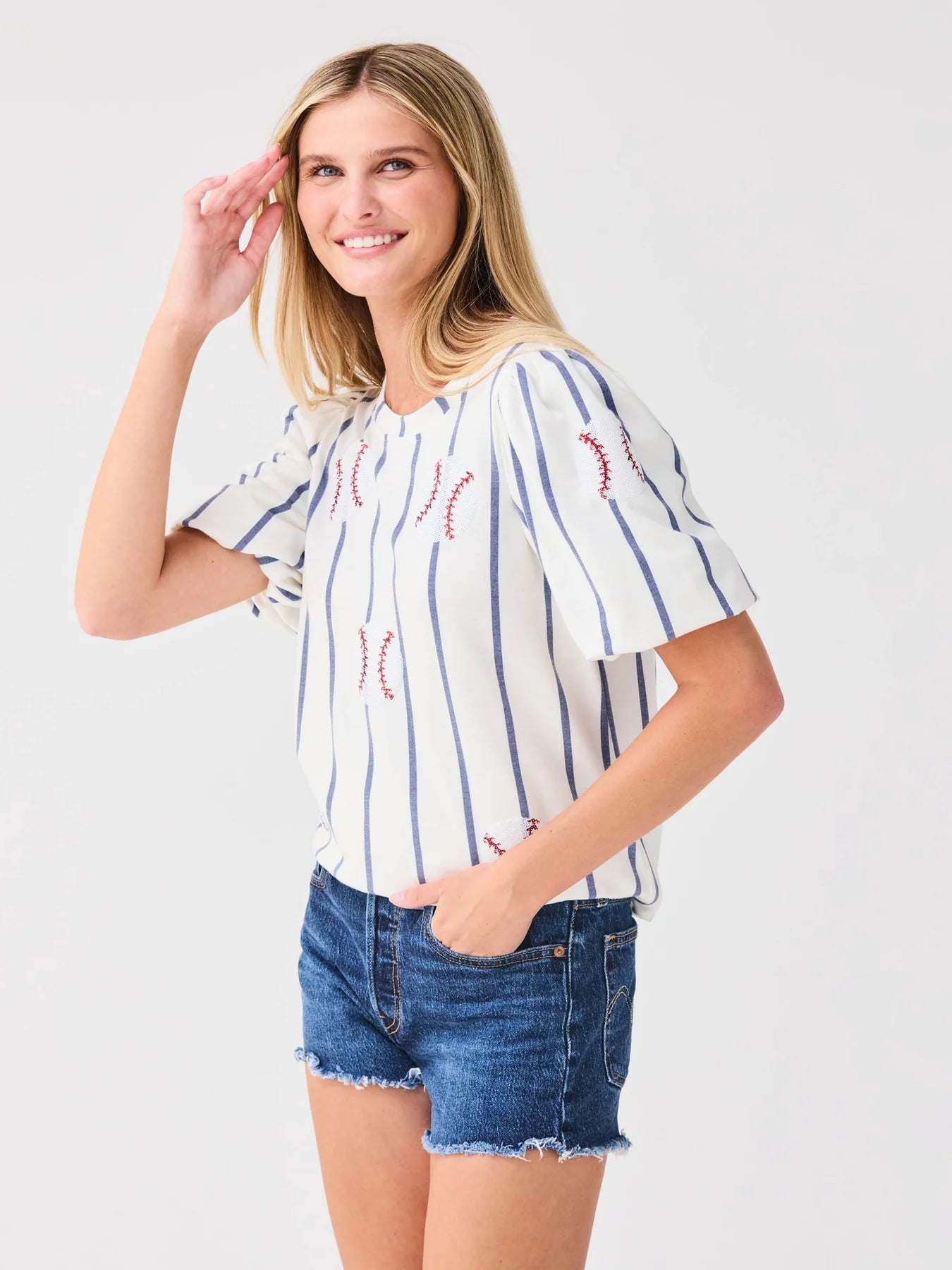 Mary Square Tina Top | Sequin Baseball