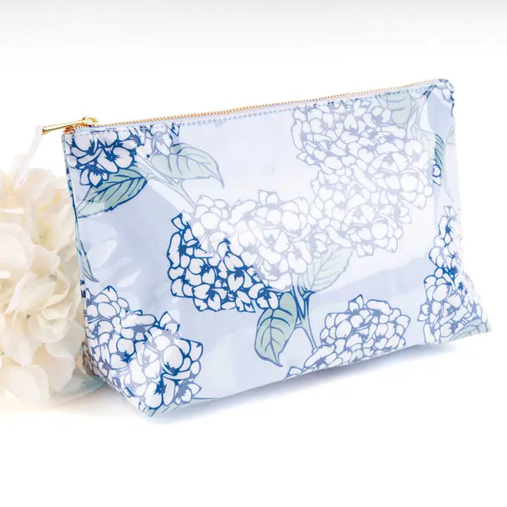 8 Oak Lane Hydrangea Stem Clear Coated Travel Cosmetic Case