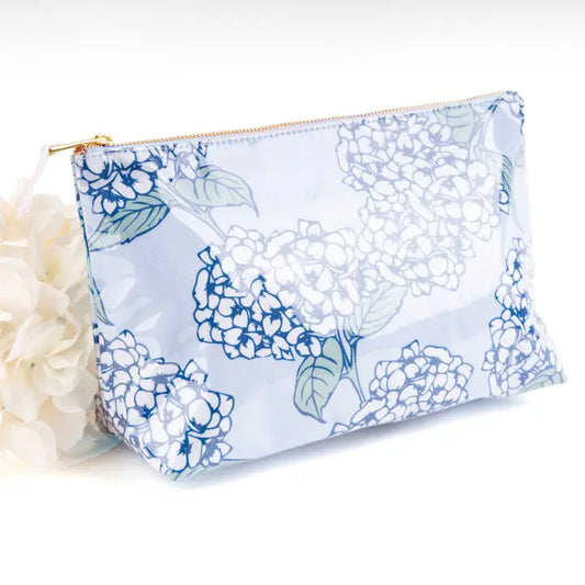 8 Oak Lane Hydrangea Stem Clear Coated Travel Cosmetic Case