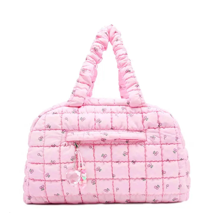 OMG Accessories Quilted Scrunchies Cherry Printed Medium Duffle Bag