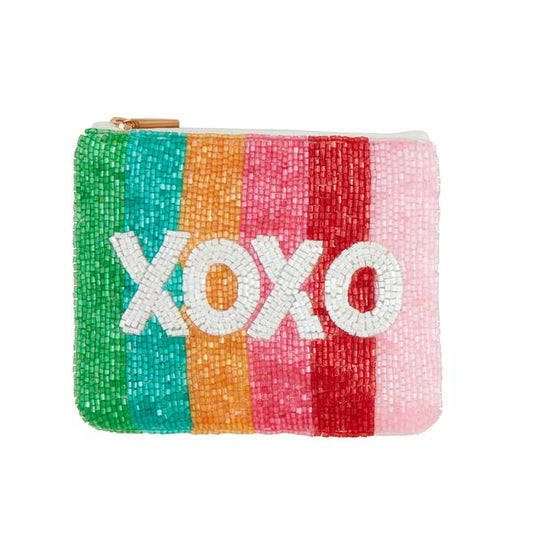MUD PIE RAINBOW XOXO BEADED POUCH