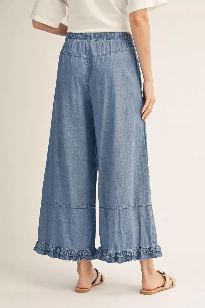 Jodifl High Waist Wide Leg Washed Denim Pants