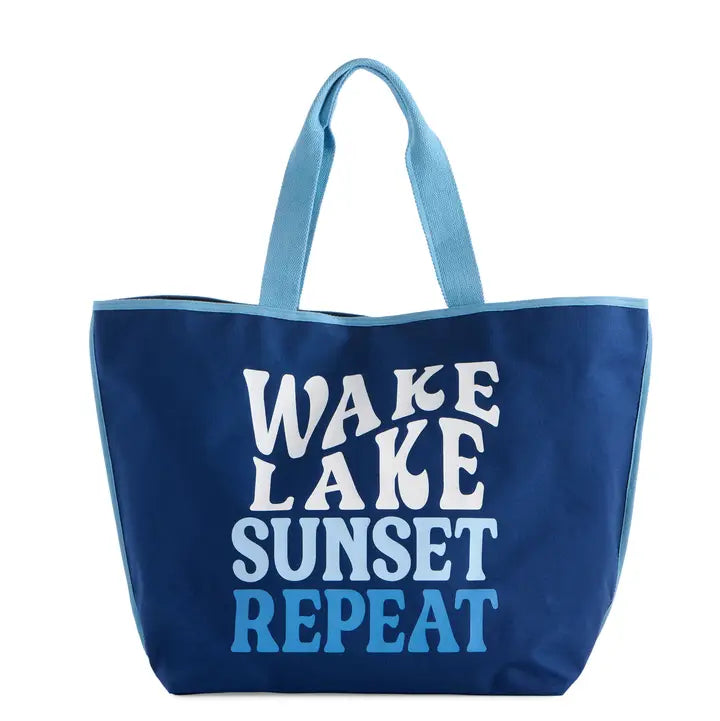 Shiraleah "Wake, Lake, Sunset, Repeat" Tote,Navy