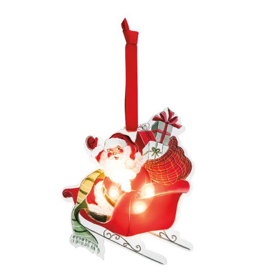 MUD PIE ACRYLIC LED SANTA'S SLEIGH ORNAMENT