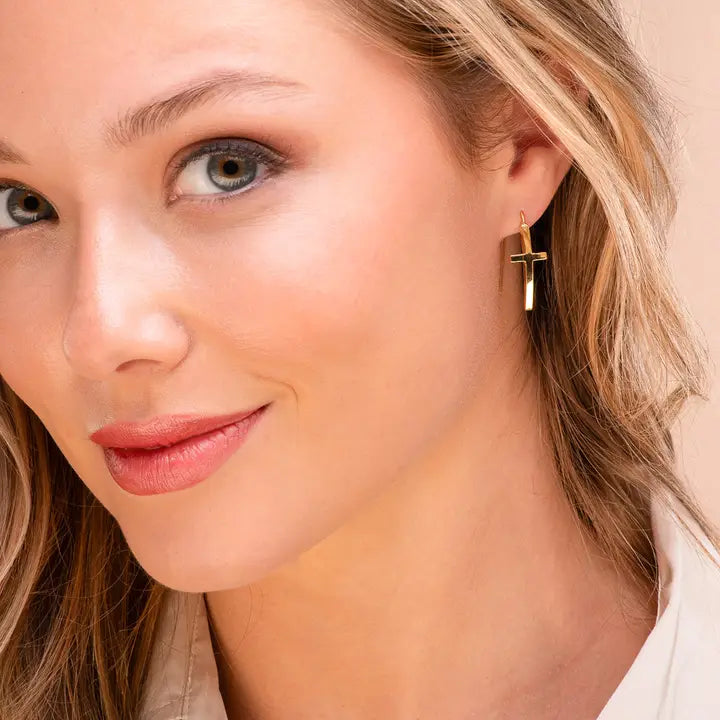 Amanda Blu Gold Maria Polished Cross Drops