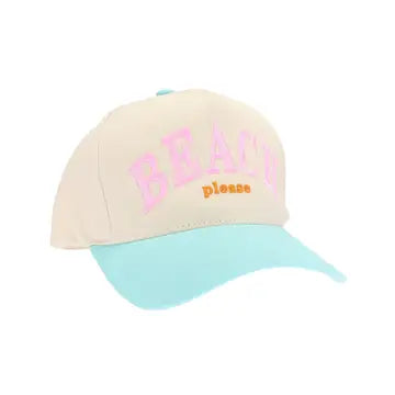 Beach Please Embroidered Trucker Hat-Mint