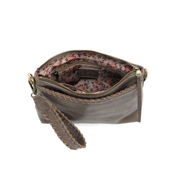 Joy Susan Oakley Whipstitch Topzip Wristlet & Crossbody-Taupe