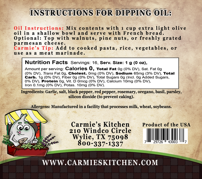 CARMIE'S KITCHEN ITALIAN HERB BREAD DIPPING OIL MIX