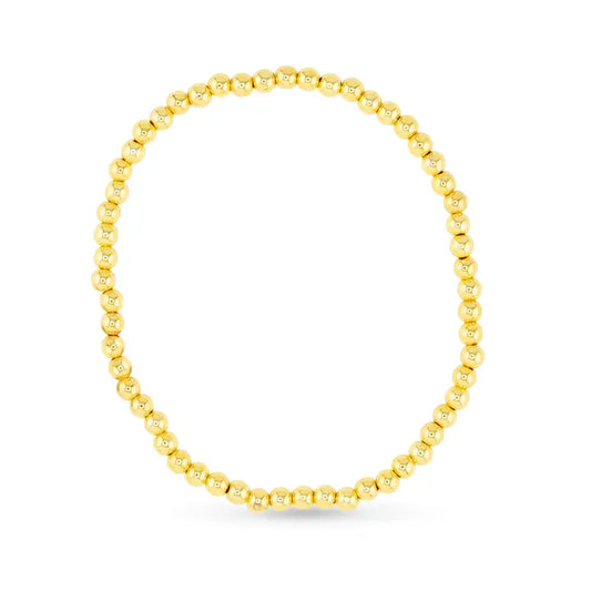 Amanda Blu Gold Beaded Stretch Bracelet | Genuine Stone Collection-4mm