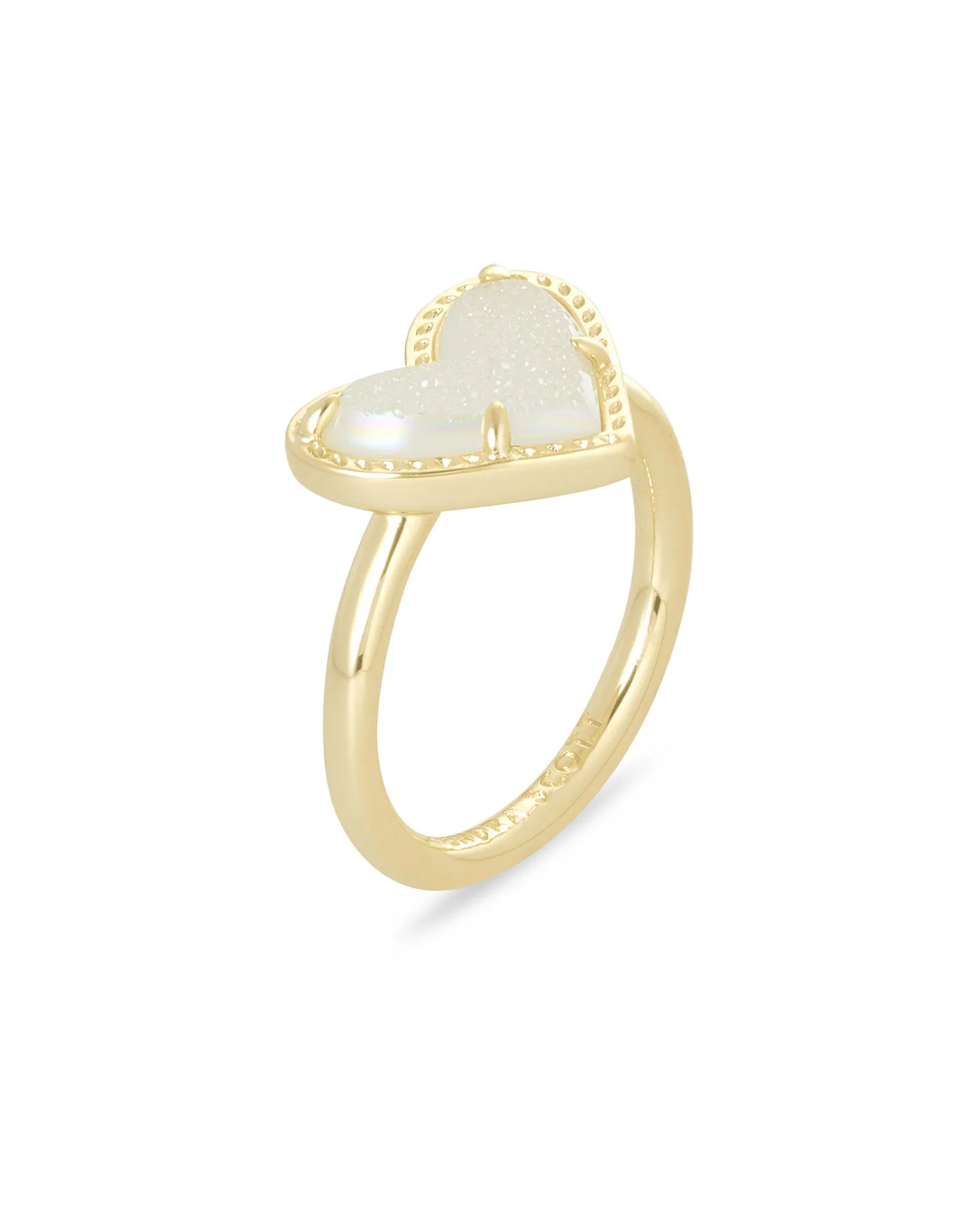 Kendra Scott Ari Heart Gold Band Ring in Iridescent Drusy