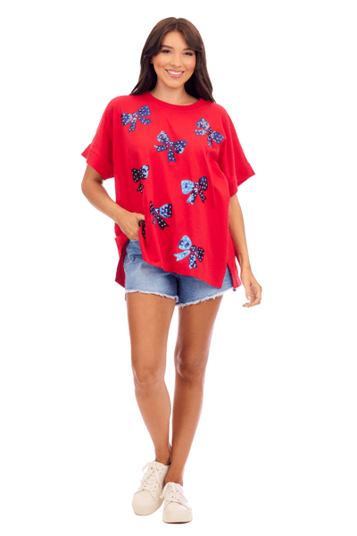 MUD PIE AMERICANA SPARKLE TOP-RED