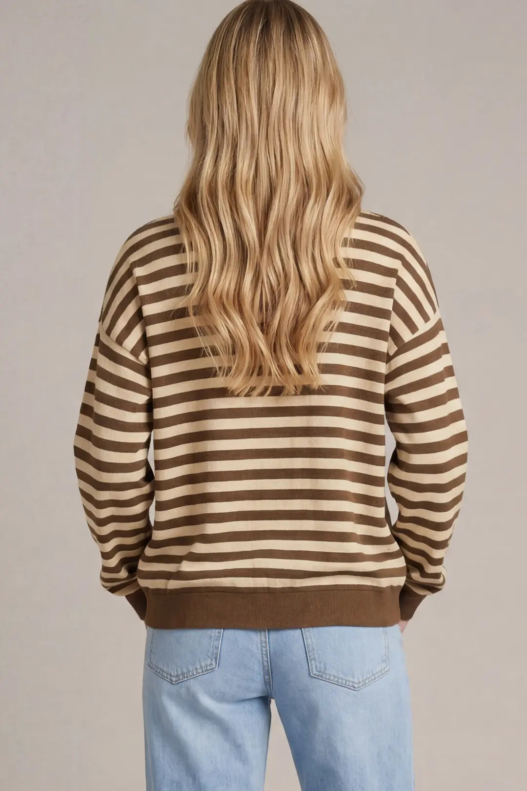 SHE + SKY LONG SLEEVE STRIPED KNIT TOP