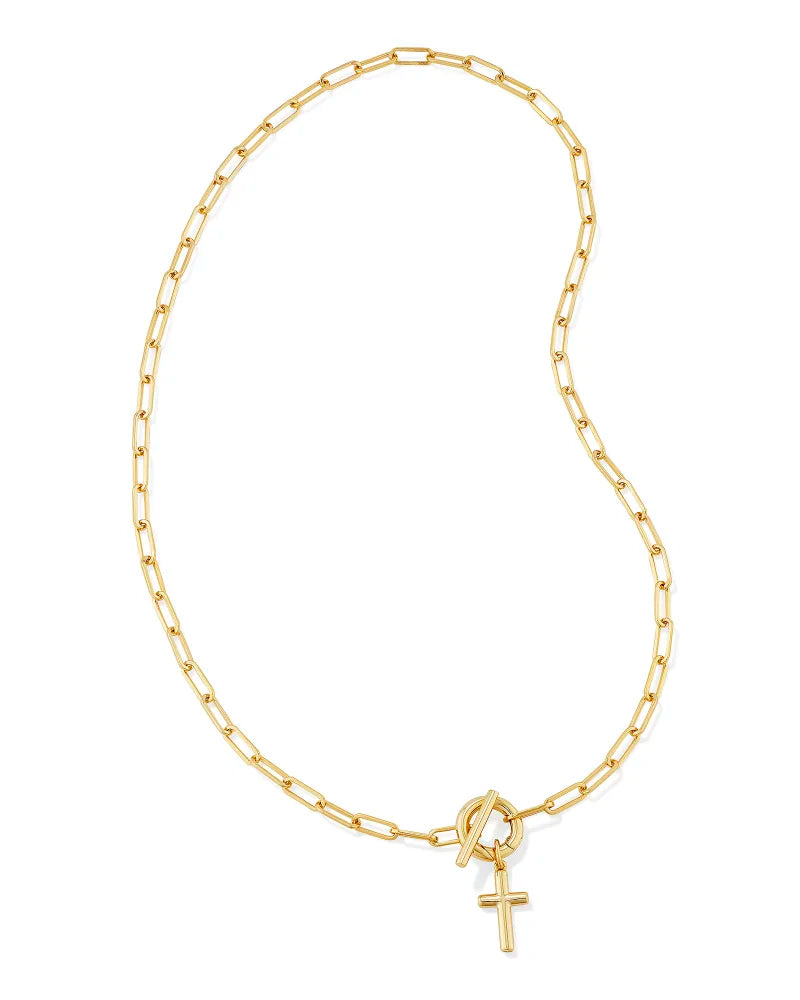 KENDRA SCOTT CROSS LINK AND CHAIN NECKLACE GOLD