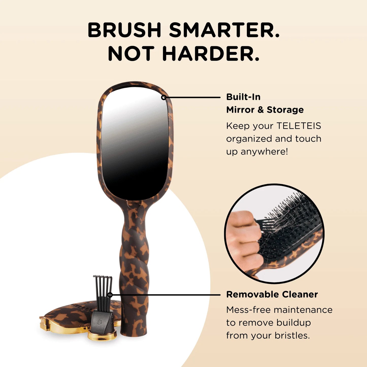 Boar Bristle Hair Brush | Tortoise Teletie