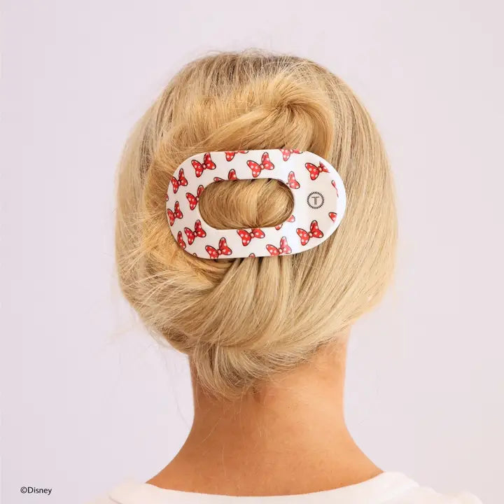Teleties Flat Round Hair Clip | Large | Minnie Mouse Loves Her Bows!