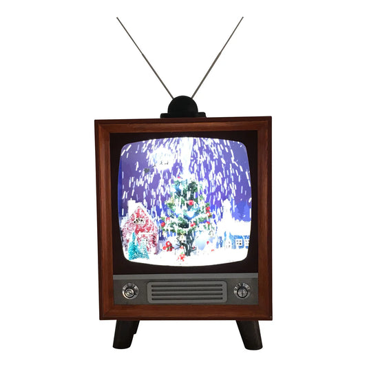 Glory Haus Large Retro TV with Christmas Scene