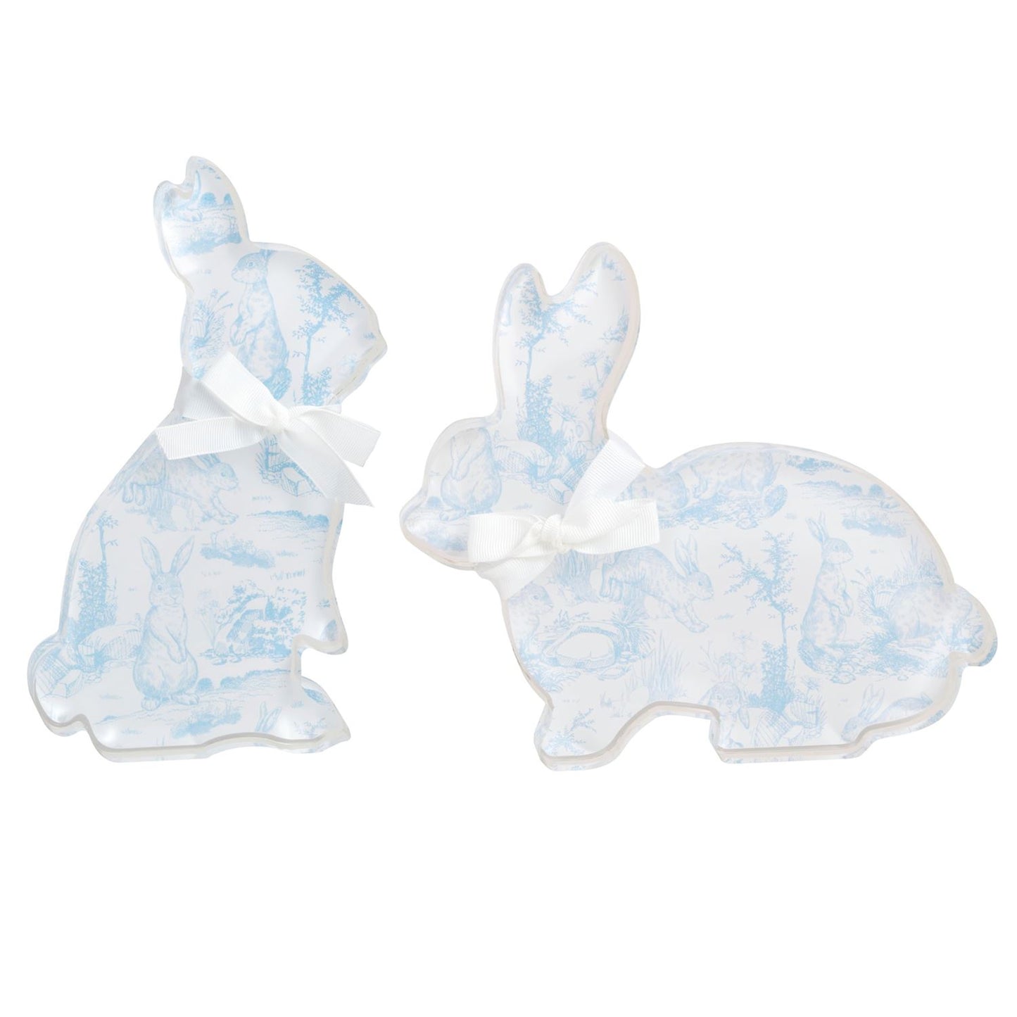 MUD PIE TOILE ACRYLIC BUNNY SITTERS