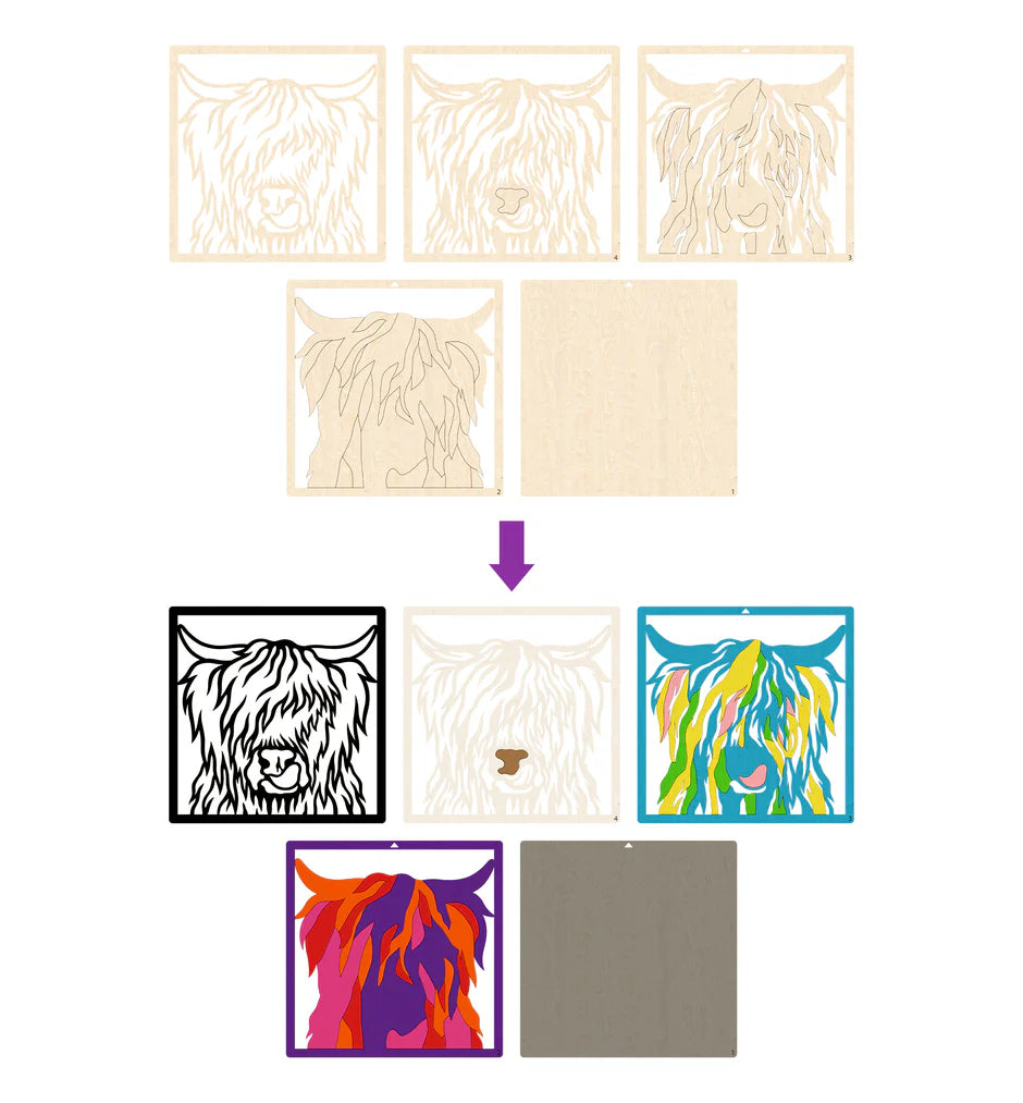 SPLAT PLANET WOODEN HIGHLAND COW ART CRAFT KIT