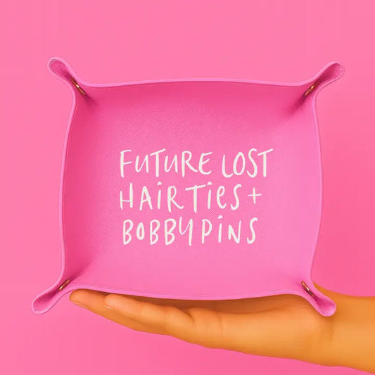 Aspen Lane Funny Trinket Tray | Future Lost Hair Ties (Pink)
