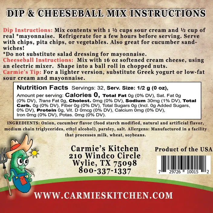 Carmie's Kitchen Country Cucumber Dip Mix