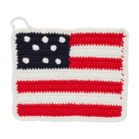 MUD PIE AMERICANA FLAG CROCHET POT HOLDER