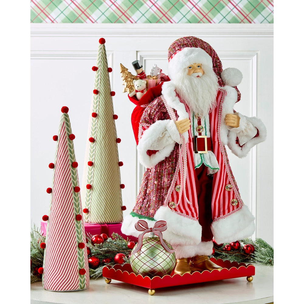 RAZ Imports Candy Cane Stripe Seersucker Cone Trees