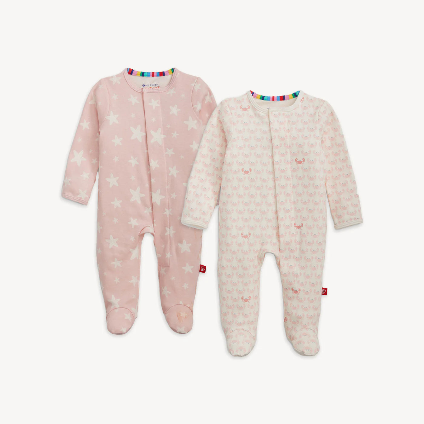 Magnetic Me Pink Combo Organic Cotton Magnetic 2-Pack Footie