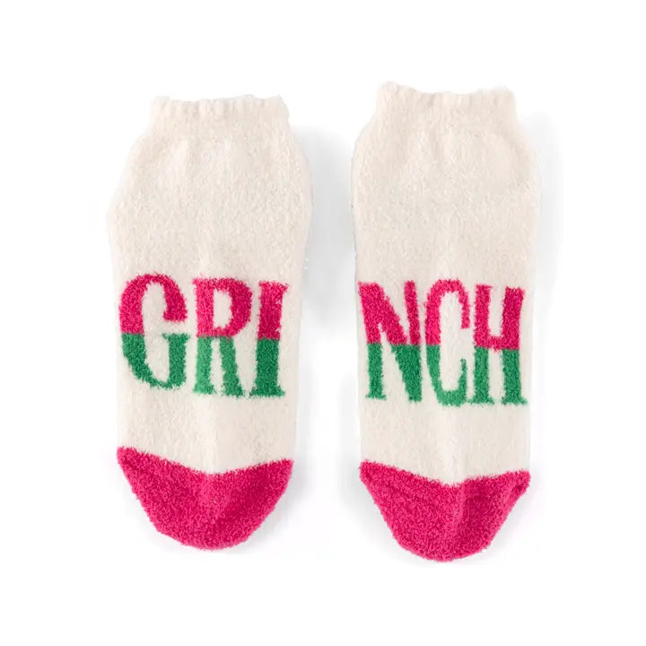 Shiraleah Grinch Home Socks, Ivory