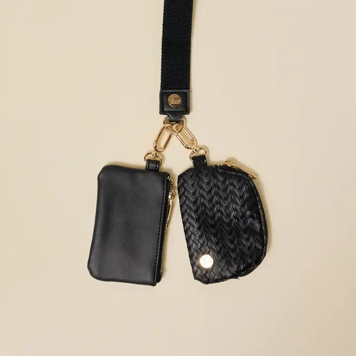 The Darling Effect Dynamic Duo Pouch Luxe Wristlet–Black