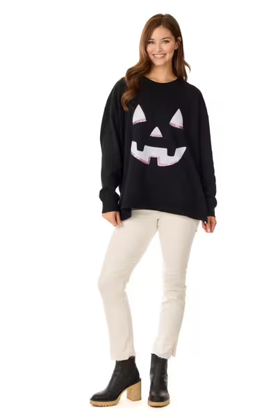 MUD PIE JACK-O-LANTERN SPARKLE ONE SIZE SWEATSHIRT