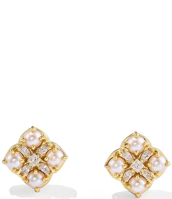 KENDRA SCOTT DIRA PEARL STUD EARRINGS GOLD FRESHWATER CULTURED PEARL