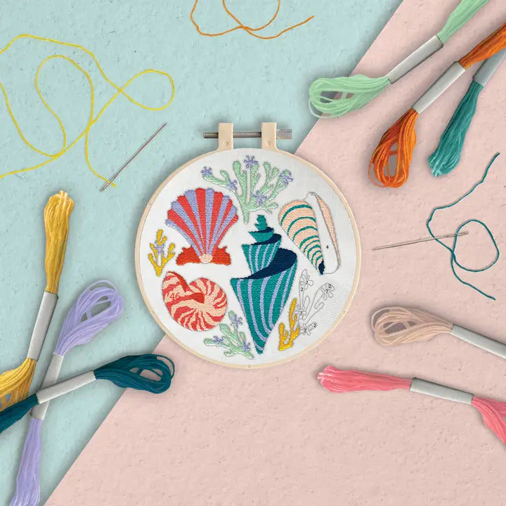 Simply Make Embroidery By Numbers Seashells Craft Stitch Kit
