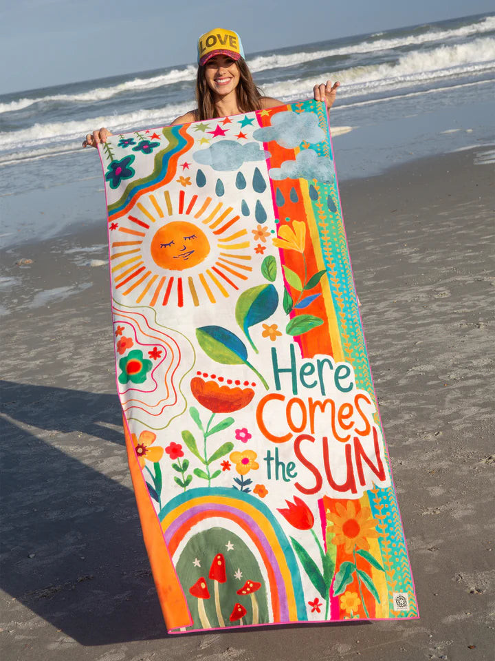 Natural Life Double-Sided Microfiber Beach Towel - Here Comes The Sun Floral