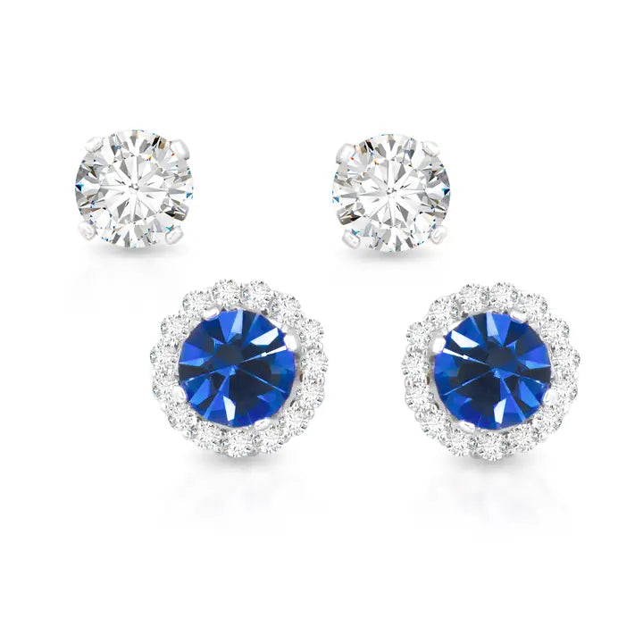 Amanda Blu Birthstone Earrings with Cz Halo Jacket & Clear Cz