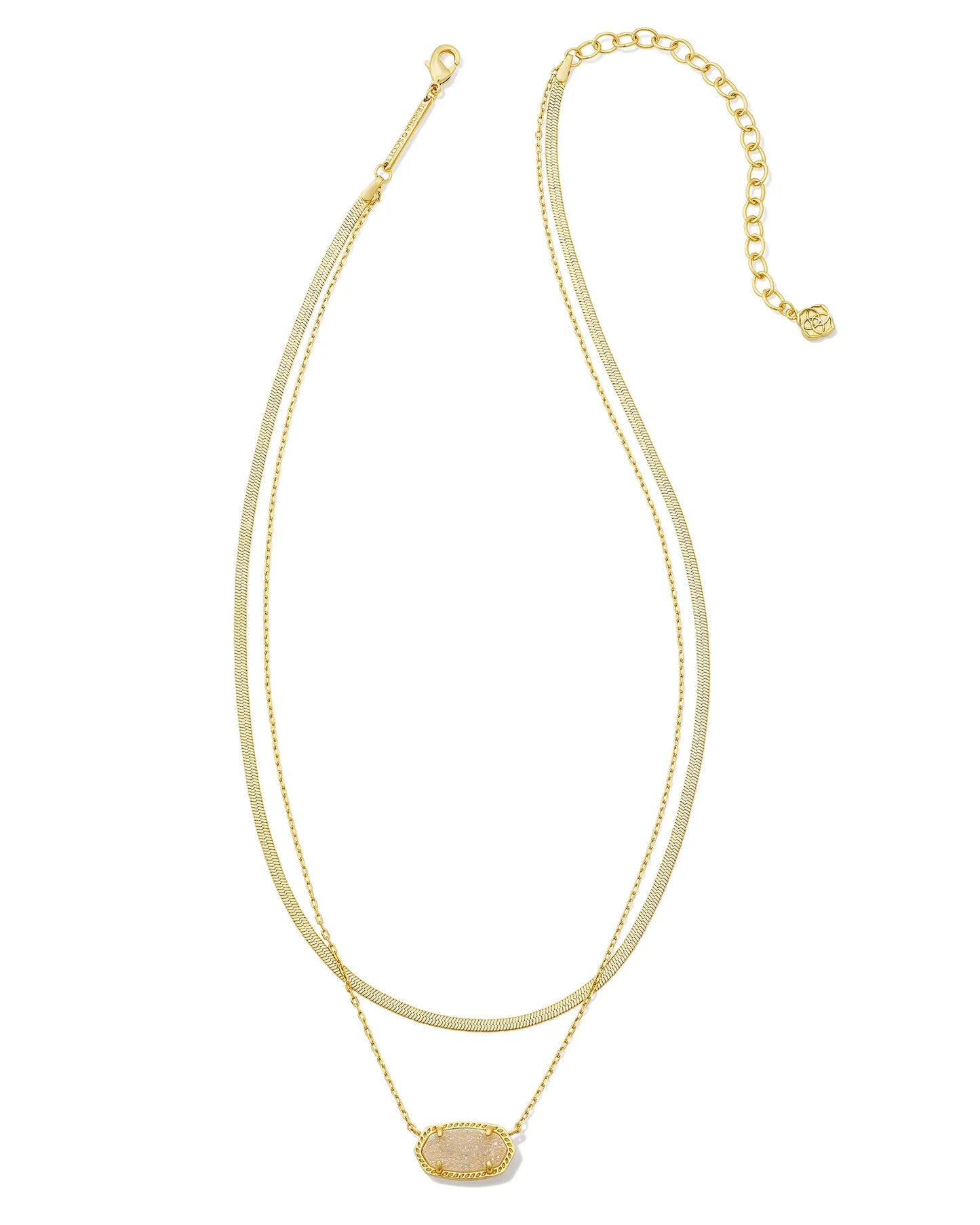 KENDRA SCOTT ELISA HERRINGBONE MULTISTRAND NECKLACE GOLD IRIDESCENT DRUSY