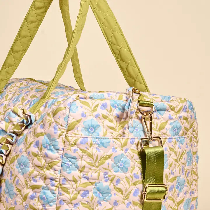 The Darling Effect On-The-Go Quilted Weekender Bag–Poppin' Petals Aqua
