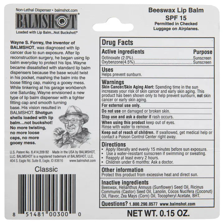 BALMSHOT New "Black" Classic Beeswax Lip Balm