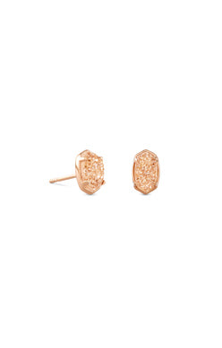 KENDRA SCOTT EMILIE STUD EARRINGS ROSE GOLD SAND DRUSY