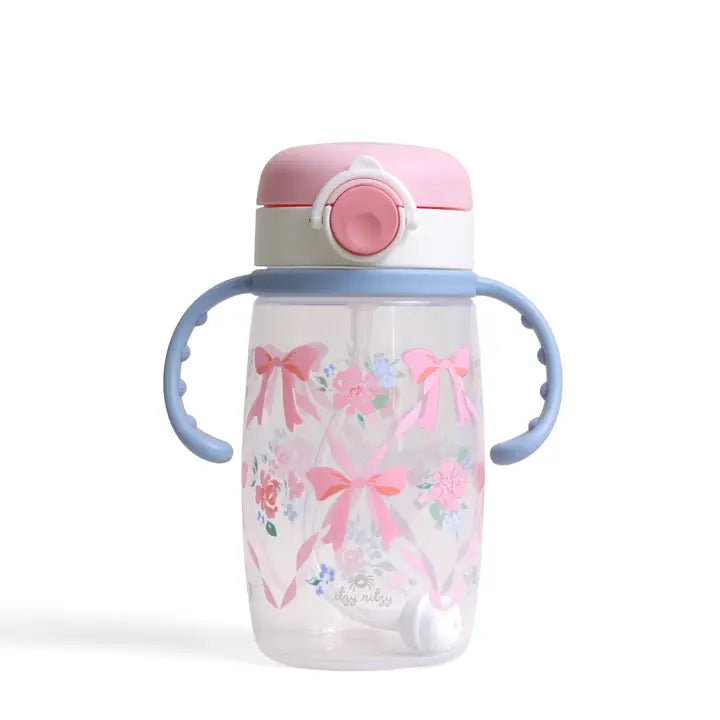 Itzy Ritzy Sips™ - Straw Cup with Snap-Close Lid-Ribbons & Roses