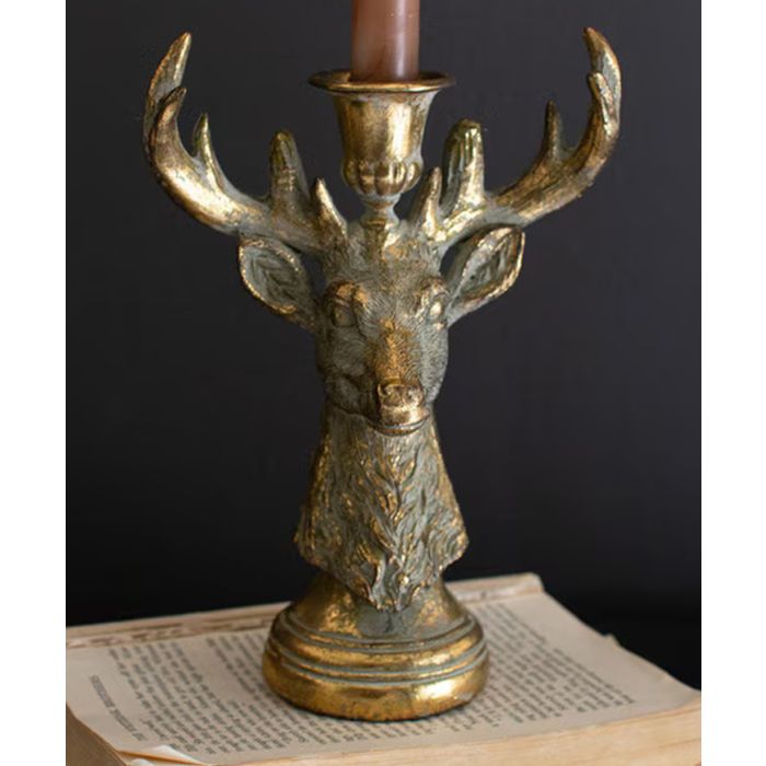 Kalalou Resin Taper Candle Holder / Deer